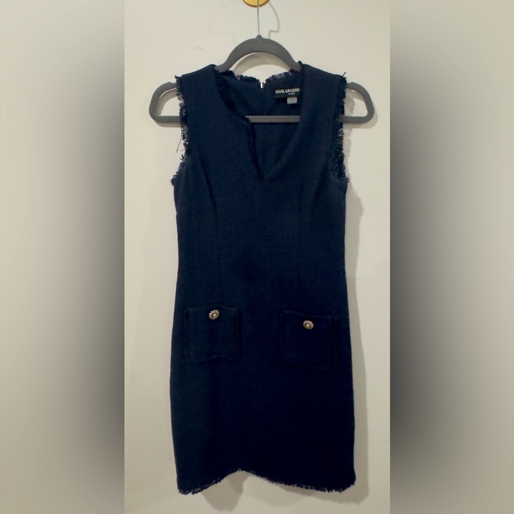 Navy Karl Lagerfield tweed dress